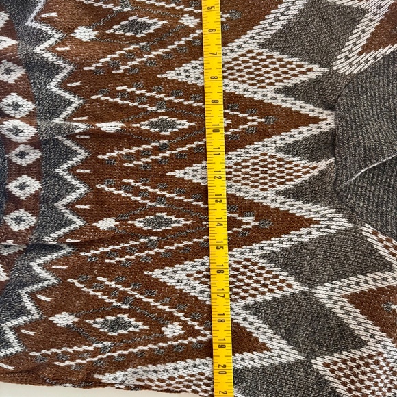 Vintage Shawl Collar Geometric Sweater • Brown Earth Tones • Unisex Cozy Knit - Picture 6 of 7